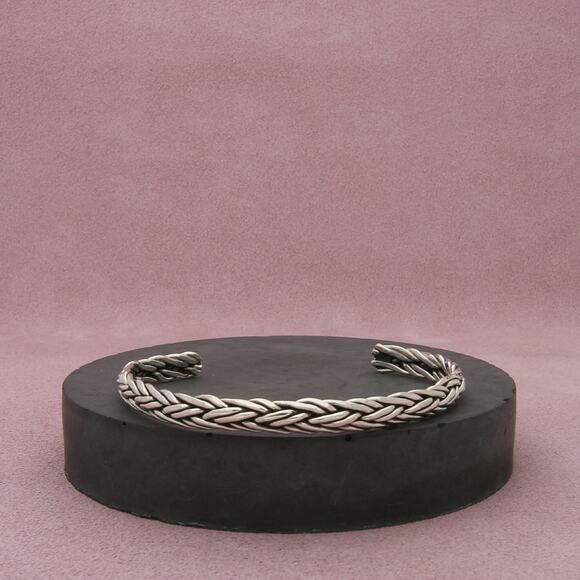 sterling silver vintage braided cuff bracelet size 7.25in - Picture 1 of 3